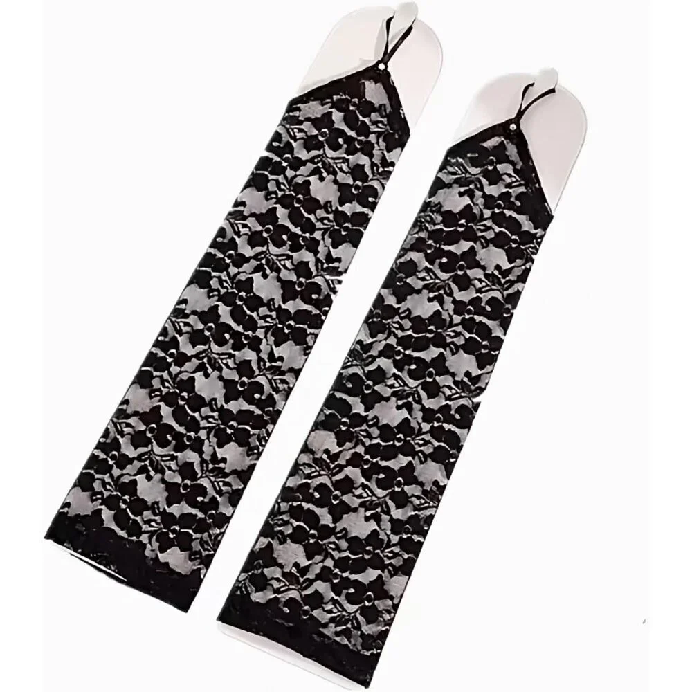 Women's Black 2 Long Gloves Accessories Fingerless Role Playing Evening Dress